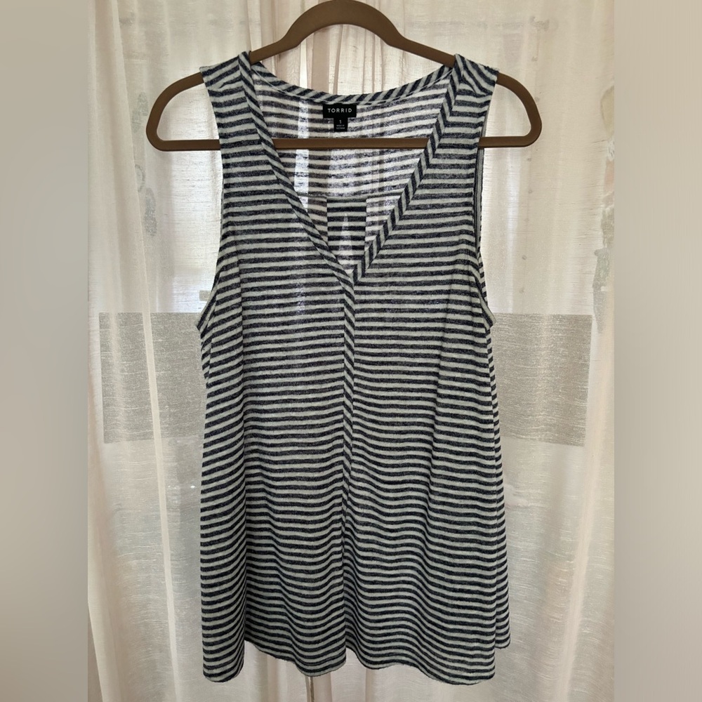 Navy/White Stripped A-line Tank